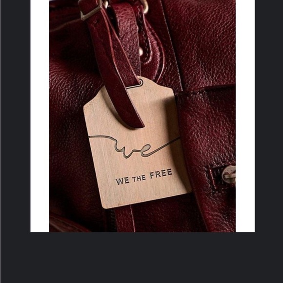 NWT Free People We The Free Baby Emerson Red Rock Burgundy Leather Tote Bag - Picture 3 of 4